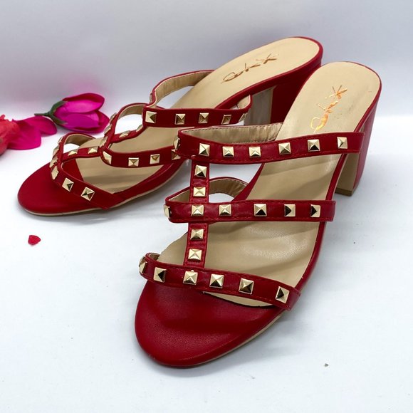 XYD Open Toe High Chunky Heel Slide Mule Sandals - Picture 4 of 7